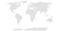 Map indicating locations of Bangladesh and United Arab Emirates