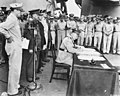 Image 75General Blamey signing the Japanese instrument of surrender on behalf of Australia (from Military history of Australia during World War II)