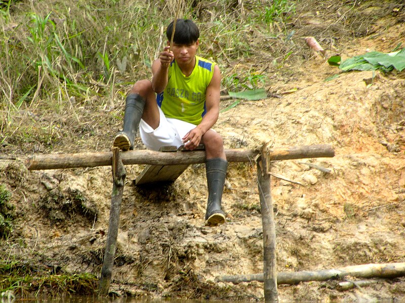 File:Chino village boy fishing inTahuayo River Amazon Jungle.jpg