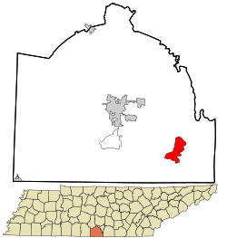 Location within Lincoln County and Tennessee