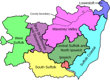 Map showing parliamentary constituencies in Suffolk from 2024