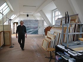 Ingo Kühl in zijn atelier in Berlijn, 2015.