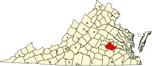 Map of Virginia highlighting Chesterfield County