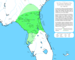 A map of the definite and possible extent of the Timucua peoples.