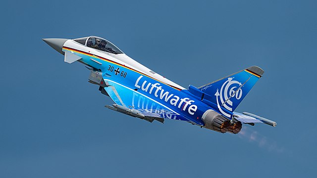 Eurofighter Typhoon EF2000 (reg. 30+68) of the German Air Force (Deutsche Luftwaffe, Taktisches Luftwaffengeschwader 74) at ILA Berlin Air Show 2016.