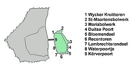 Wycker stadsmuur met locatie Recentoren (6)