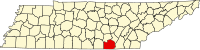 Map of Tennessee highlighting Marion County