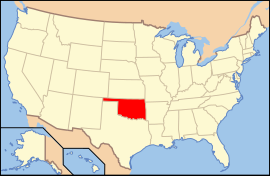 Map of the United States with اکلاهما highlighted