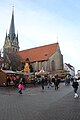 Nikolai church with yearly Christmas market