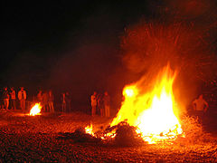 Foguera de la nit de Sant Joan a la platja de la Marina Alta