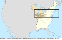 Map of the change to the United States in central North America on September 13, 1786