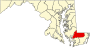 Mapa de Maryland destacant el Comtat de Wicomico