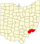 Localização do Map of Ohio highlighting Washington County