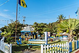 Memorial at central square of Clifton, Union Island.