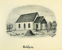 Kyrkan på teckning från 1892.