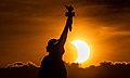 Statue of Liberty in New York City during eclipse