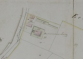 Kadastrale kaart uit 1820 met kasteel Slimsijp (hier Schoonenburg genoemd).