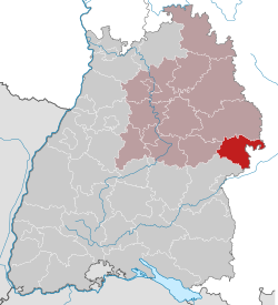 Elhelyezkedése Baden-Württemberg térképén