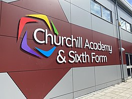 Exterior shot of main hall at Churchill Academy & Sixth Form