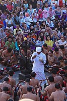 An Indonesian purohita performs a purification ceremony