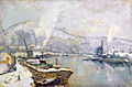 La Seine et la Côte Sainte Catherine à Rouen en hiver, oil on canvas, 54.6 83.2 cm