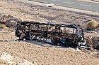 A destroyed bus after being attacked by a suicide bomber during the Southern Israel cross-border attacks.