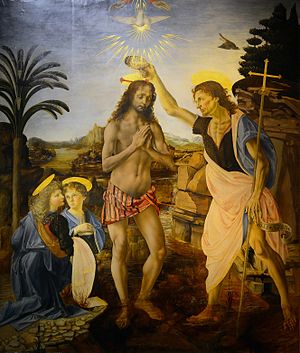 Taufe Christi (Battesimo di Cristo) (Verrocchio Leonardo da Vinci Sandro Botticelli (?))