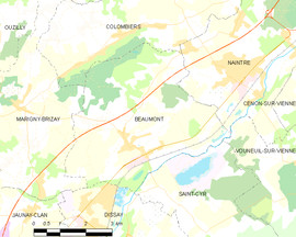 Mapa obce Beaumont