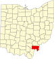 Localização do Map of Ohio highlighting Meigs County