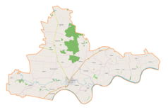 Mapa konturowa gminy Nowy Korczyn, na dole nieco na lewo znajduje się punkt z opisem „Winiary Dolne”