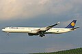 A Lufthansa Airbus A340-600 on final approach to KLIA