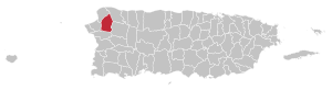 Map of Puerto Rico highlighting Moca Municipality