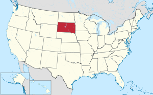 Map of the United States highlighting South Dakota