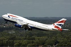 British Airways B747–400 felszállás közben