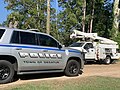 Vehicles from the Decatur Police Department and Mississippi Power