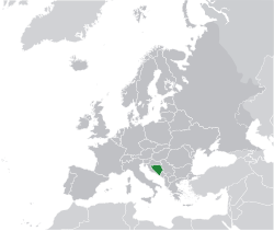 Location of Bosnia and Herzegovina (green) in Europe (dark grey)