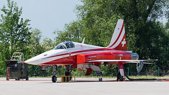 Swiss Air Force/Patrouille Suisse Northrop F-5E Tiger II display team at ILA Berlin Air Show 2016.