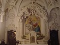 In the fresco above the altar, the resurrected Jesus Christ crowns the Virgin Mary.