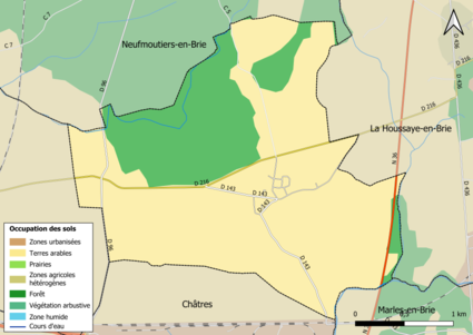 Carte des infrastructures et de l'occupation des sols en 2018 (CLC) de la commune.