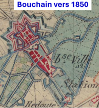 Bouchain vers 1850 sur carte d'Etat-Major