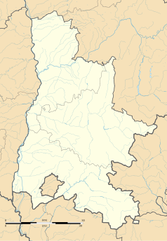 Mapa konturowa Drôme, na dole po prawej znajduje się punkt z opisem „Izon-la-Bruisse”