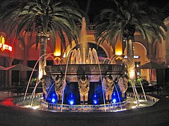 An illuminated fountain, designed after the Alhambra's Court of the Lions