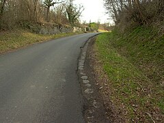 Les pavés restant à Mozac (chemin de la Font-Barras) de l'ancienne voie romaine entre Augustonemetum et Avaricum[7],[8],[9].