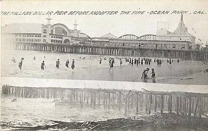 The Million Dollar Pier Before and After the Fire - Ocean Park, Calif.