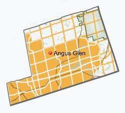 Location of Angus Glen in Markham