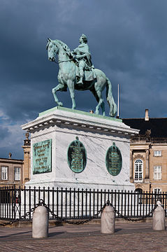 Frederik V statue in Amalienborg Palace in Copenhagen.