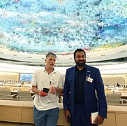 Joan Baez visited the United Nations Office in Geneva for a tour that included a visit to the Human Rights Council Chamber with U.S. Ambassador Michèle Taylor on June 28, 2023 - 5.jpg