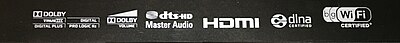 Thumbnail for File:Logos of supported audio and video formats on top of Harman Kardon AVR 370 AV receiver.jpg