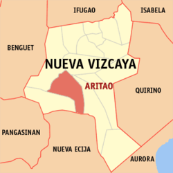 Mapa ng Nueva Vizcaya na nagpapakita sa lokasyon ng Aritao.