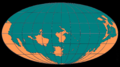 Uma reconstrução da Terra como apareceu no período Cambriano, 500 milhões de anos atrás.